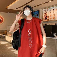 baju singlet lelaki singlet men Rompi burgundy jalan raya Amerika lelaki T-shirt tanpa lengan jenama