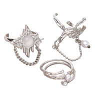 DO 3 Pack  Irregular Rings Adjustable Fashion Chain Rings Opening Rings