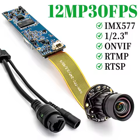4K IP Camera Module 12MP 30FPS 1/2.3" IMX577 CMOS With No Distortion Lens Support RTSP RTMP Onvif H.