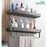 [OKLIFE.SG] Bathroom shelf/Shampoo Holder/Rack/toilet rack bathroom shelving/Towel Rack/Gun Grey,Black Bathroom rack