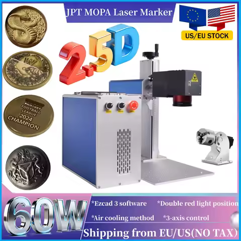 2.5D JPT Mopa E2 60W/100W/200W Air-cooled Portable Fiber Laser Marking Machine Laser Engraving Machi