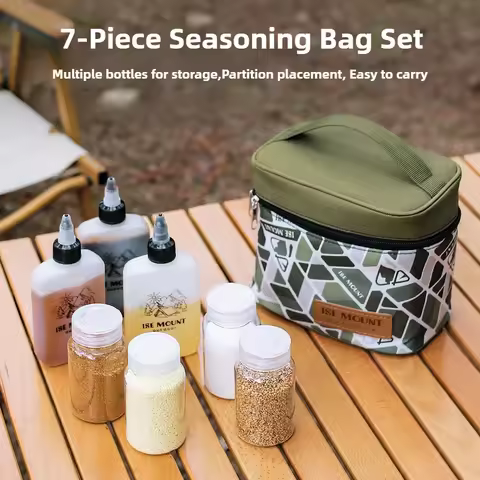 Outdoor Kitchen Seasoning Jar 7-piece Set Portable Spice Container Cookware Set Camping Barbecue and