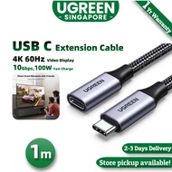 UGREEN USB C Extension Cable USB 3.2 Gen 2 10Gbps Type C Male to Female Extender Cord Nylon Braided 100W Fast Charge 4K 60Hz Video Display Lead Compatible with MacBook/iPad Pro Air iPhone 15