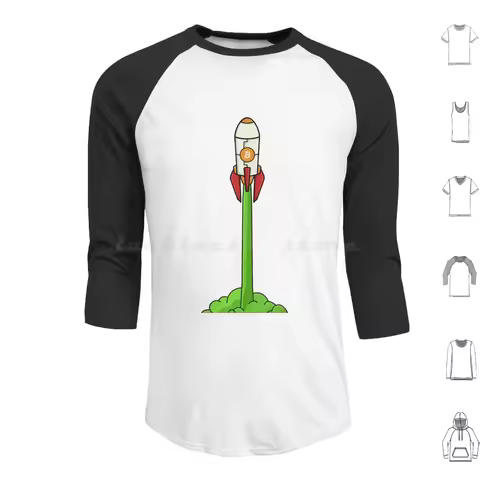 Bitcoin Green Candle Rocket To The Moon Btc Cryptocurrency Graphic Design Hoodies Long Sleeve Bitcoi