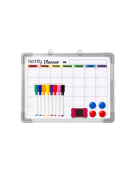 磁性乾式擦拭月曆白板套裝，適用於冰箱，牆壁和冰箱組織，帶有月曆、8種標記筆、1個擦拭器和4個磁鐵