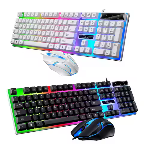 Gamer Keyboard And Mouse Combo Set RGB LED 104-Key Wired Gaming Keyboard Mouse Set for Notebook Lapt