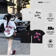 A.D.L.V Men's and Women's Unisex Loose Form T-Shirt with Ruffled Embroidered Letters, OTOSTUDIO Full