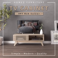 KitchenZ Aoki Series 4FT TV Cabinet Modernist Design Oka Tv Rack / Console /  Wood Leg - HMZ-FN-TC-E2250-OAK