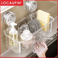 Locaupin Plastic Wall Mounted Shelves for Bathroom Kitchen Sink Organizer with Divider Drain Rack