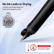 WRITECH Retractable Fountain Pen Set: Fine Nib Black Ink Pens Includes 5 Ink Cartridges Smooth Writi