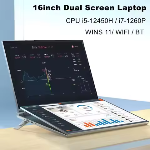 GLF-S1 Dual screen Laptop 16" +16" 1920*1200 12th Gen Intel i7-1360P NoteBook 2*DDR4 SSD 64GB 2TB WI