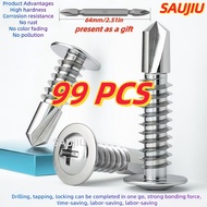 TEMU A Set Of 99 Self-drilling Screws Made Of 410 Stainless Steel, Featuring A Truss , Suitable For 