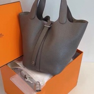 98新 Hermes愛馬仕picotin18 錫器灰8F 銀扣菜籃子 T刻