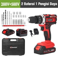 IRONHOOF Mesin Bor Baterai 288V Listrik Tanpa kabel 88V Set Lengkap