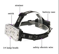 防水USD充電14LED紅白光頭燈  sisckp Waterproof 14 LED White & Red Light Headlamp led頭燈 led 頭燈 多用途露營LED燈 充電頭燈 單