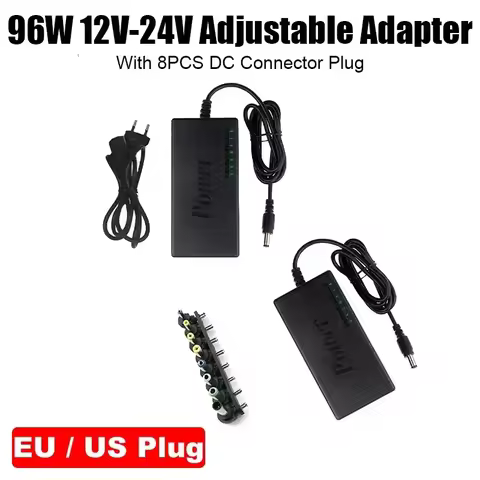 96W Adjustable Power Adapter 12-24V Power Supply Charger EU US Plug Universal AC To DC Adapter With 