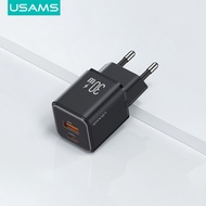 USAMS PD30เครื่องชาร์จ USB ที่รวดเร็วคู่ชนิด C + USB ชาร์จเร็ว3.0โทรศัพท์ที่ชาร์จสำหรับไอโฟน14 13 12 11 Pro สูงสุดแท็บเล็ตซัมซุง Xiaomi