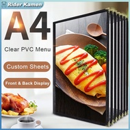 A4 Leather Restaurant Menu Book Protective Cover Menu Cover A4 Restaurant Book Cover - Black 2/s 4 P