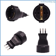 WU 3-pin Italy Socket Adaptor to 2pin EU Round Power Supply Adapter Conversion Plug