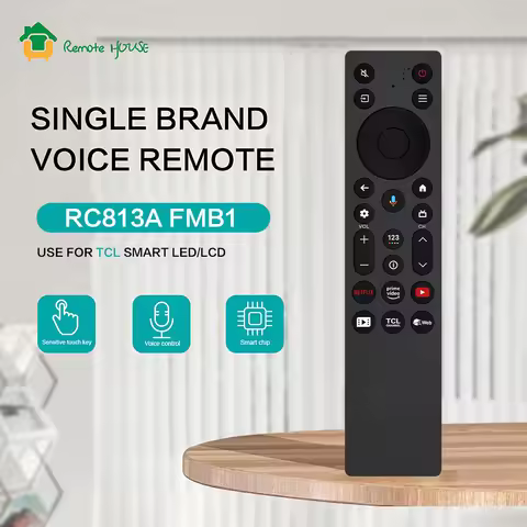 RC813A FMB1 Voice Remote Control Fit For TCL QLED 4K UHD Smart TV QM6K QM7K Series 85QM6K 98QM6K 55Q