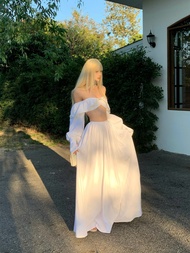 Aphrodite Long Sleeve Wrap Neck Design Holiday Mood Butterfly Knot Maxi Dress And Top Set for Young 