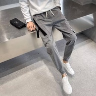 Fancy Handsome Cargo Jeans Men's Trendy Slim-Fit Tapered Casual Pants Boy Korean Style Trendy Ankle Banded Pants