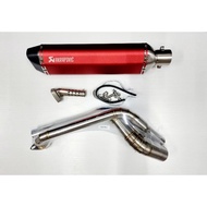 Sale! คอท่อ M-slaz / R15 เก่า พร้อมปลายท่อ  Akapovic ตัวผอม ยาว 18 นิ้ว งานดีมาก ฟรีจุกลดเสียง