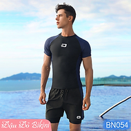 Bộ bơi nam quần bơi 2 lớp cao cấp có túi ẩn tiện lợi, áo dáng thun cộc tay nam tính gọn gàng, chất b