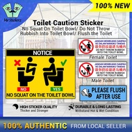 Toilet Caution Sticker Do Not Throw Rubbish Into Toilet Bowl/ No Squat On Toilet Bowl/ Please Flush 