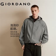 GIORDANO MEN Seersucker loose hooded jacket 18075811
