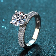 X-151 925 Sterling Silver Women's Ring, 2 Carat Moissanite (Including Certificate)/8mm Zircon