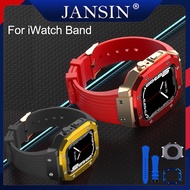 สายนาฬิกายางและเคสป้องกัน for Apple Watch 8 7 6 SE 5 4 45mm 44mm สาย โลหะเคส Modification Mod Kit