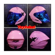 JPX NOVA X SOLID PINK BLACK GLOSSY HELMET HANDLING PACKAGE IRIDIUM SNI DOT VISOR