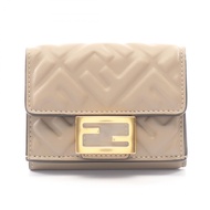 【二手】FENDI)法國包 FF Logo 三折錢包 8M0395AAJDF0E65 真皮三折錢包 女士 全新