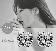 IMAGIE ต่างหูเงินแท้925 ต่างหูเพชรCz Hearts&Arrows  3-4-5-6-7-8mm