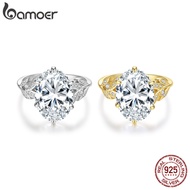 Bamoer 925 Sterling Silver 8CT Oval Moissanite Ring Silver and Gold Tone Luxury Jewelry for Women Gi