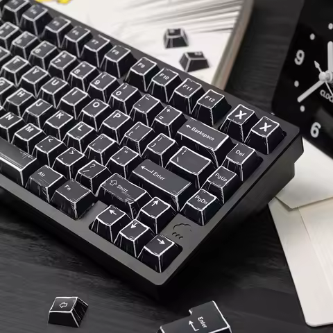Black Comic Dye Sublimation PBT Keycaps Cherry Profile Korean/Russian/German/English Keyboard Keycap