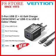 VENTION 30W GAN CHARGER USB A & USB C CHARGER-C + USB-A CHARGER