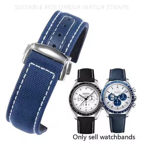 Watch Band For Omega Speedmaster Snoopy 310 Canvas Cowhide Bottom Watch Strap New Seahorse AT150 Nyl