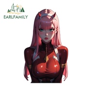 EARLFAMILY Zero Two Car Sticker Humorous Occlusion Scratch Campervan Windows Rearview Mirror 3D Viny