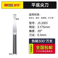 Thép Vonfram Khắc Cnc Dao Đáy Bằng Dụng Cụ Sắc Nét Cho Máy Chế Biến Gỗ Và Khắc Witte 3.175 Mm Nón Đế