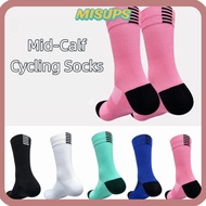 MISUPS Mountain Bike Sock, Mid-Calf Moisture-Wicking Cycling Socks,  Breathable Professional Quick D