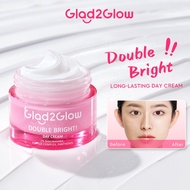 Glad2Glow Double Bright Day Cream Facial Moisturizer Brightening Tone Up Whitening Lazy Cream 30g