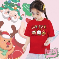 FUZZY & Merry Christmas &Happy New Year Cute Santa Claus Print Children's T-Shirt Pure Cotton Gift 1