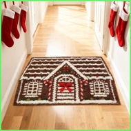 Gingerbread House Rug 23.6x35.4inch Non Slip Soft Festive Christmas Doormat Winter Kitchen Bath Outd