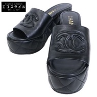 香奈兒 [成色極佳] G46513 Coco Mark Matelasse 穆勒涼鞋，37 碼 [二手]