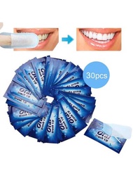 手指式牙齒濕巾,薄荷味一次性口腔刷牙巾(深藍色,30片)