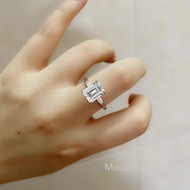 4ct Real Moissanite Diamond Ring for Women 100% Sterling S925 Emerald Cut Elegant Luxury Gemstone En
