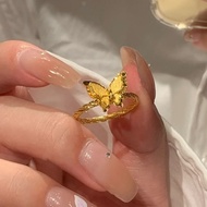 LuckyGilt Butterfly Ring Female S925 Sterling Silver 2025 New Style Niche Design Hypoallergenic Soli