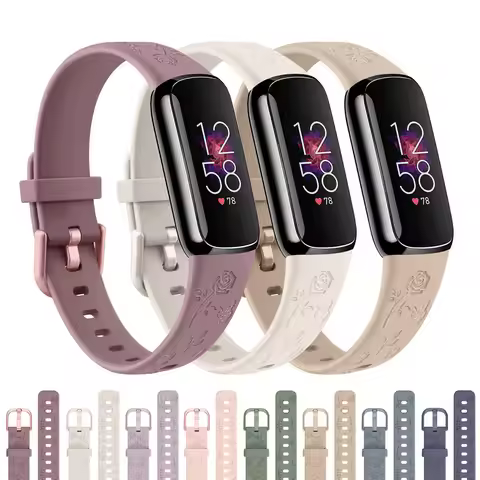 For Fitbit Luxe Strap Flower Engraved Soft TPU Watchband For Fitbit Luxe Adjustable Sport Wristband 